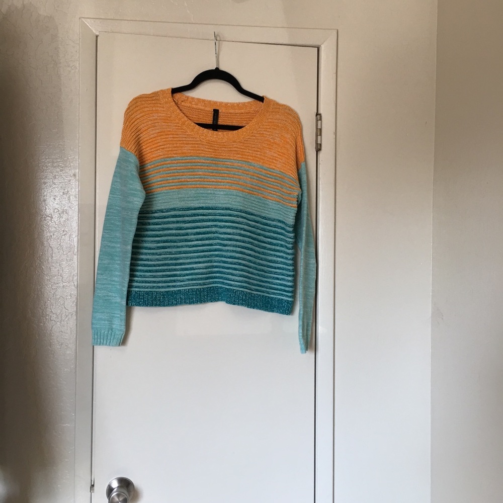 Eric + Lani Striped Sweater With Silver Metallic